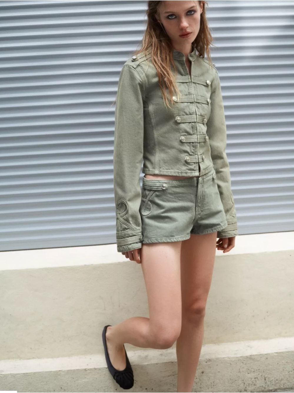 Zara Olive Green Military-Style Napolean Jacket
